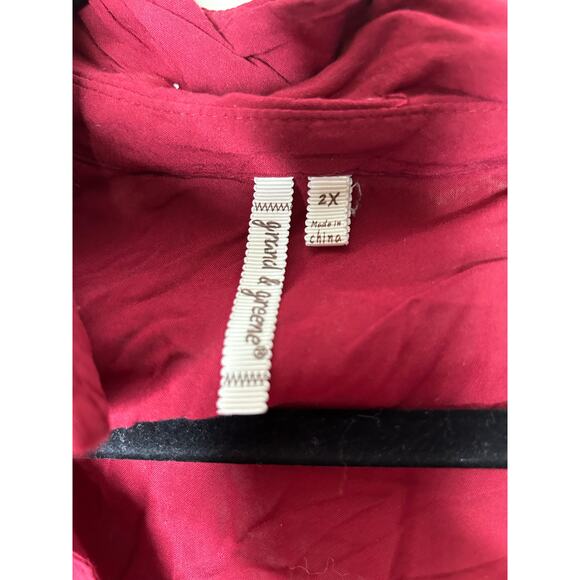 Women’s size 2X grand & Greene red button up blouse dressy shirt 2XL - Picture 2 of 3